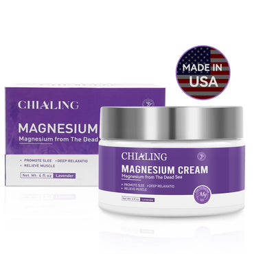 Magnesium Cream for Sleep, Magnesium Lotion from The Dead Sea - Natural Ingredients - Made in USA - Use Day and Night, Lavender Magnesium Cream Relieves Sleep, Muscle Spasms, Reduce Fatigue-4 oz