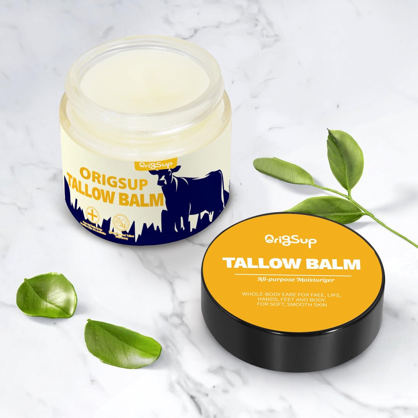 Beef Tallow Balm for Skin Care - All Natural Moisturizing Body Oil with Honey and Beeswax for Dry, Cracked, Itchy Skin - Tallow from Grass-Fed Cows β Beef Tallow Moisturizer, 2 Fl. oz.