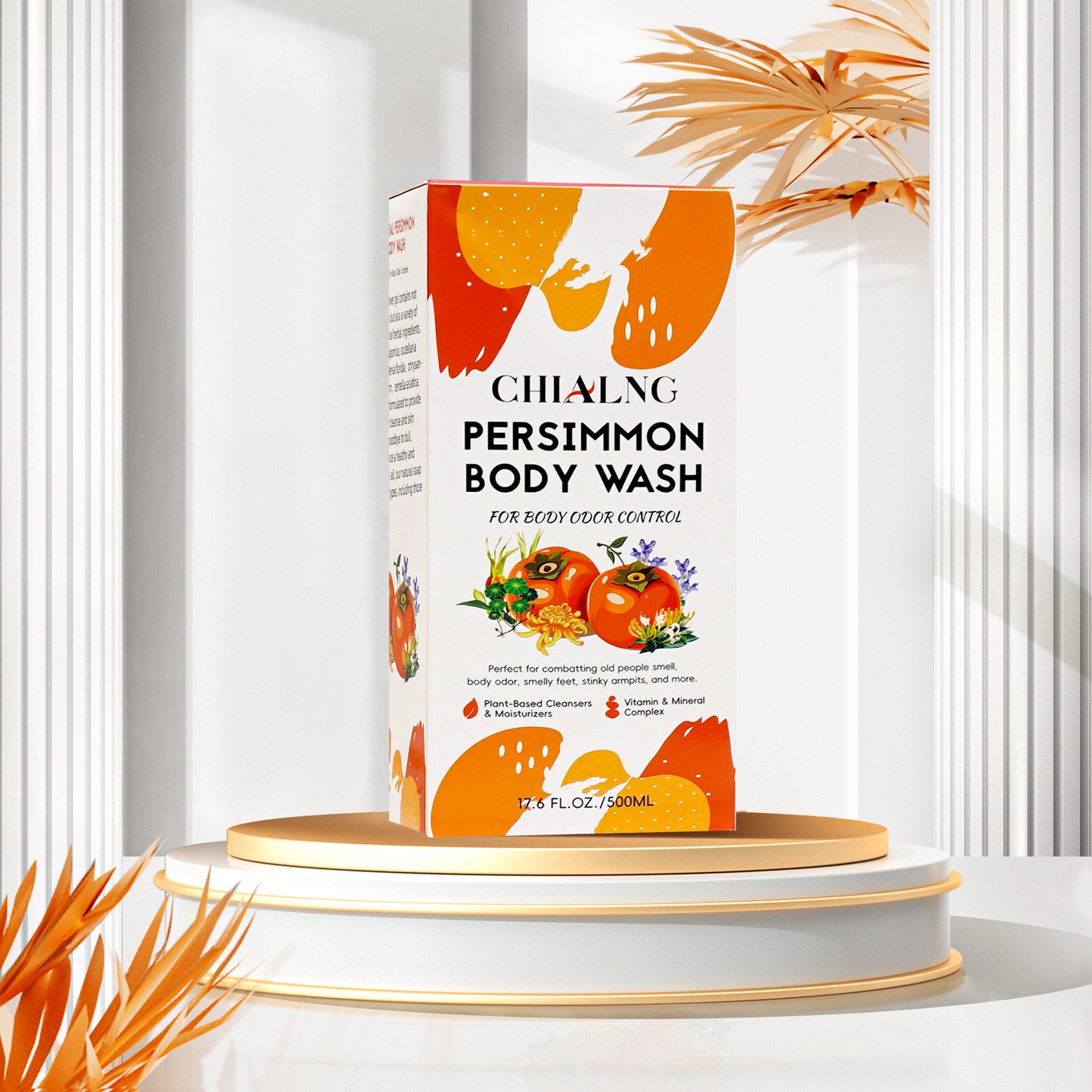 Persimmon Body Wash Soap for Body Odor Control | Removing Nonenal Body Odor |Rich Centella asiatica extract | Persimmon Soap for Old People Smell,Smelly Feet, Underarms for Men & Women (16.9 Fl Oz)